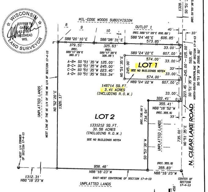 Property Photo:  Lot 1 North Clear Lake Road  WI 53563 