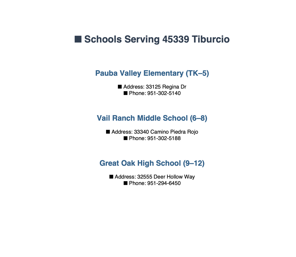 Property Photo: 45339 Tiburcio Drive CA 92592