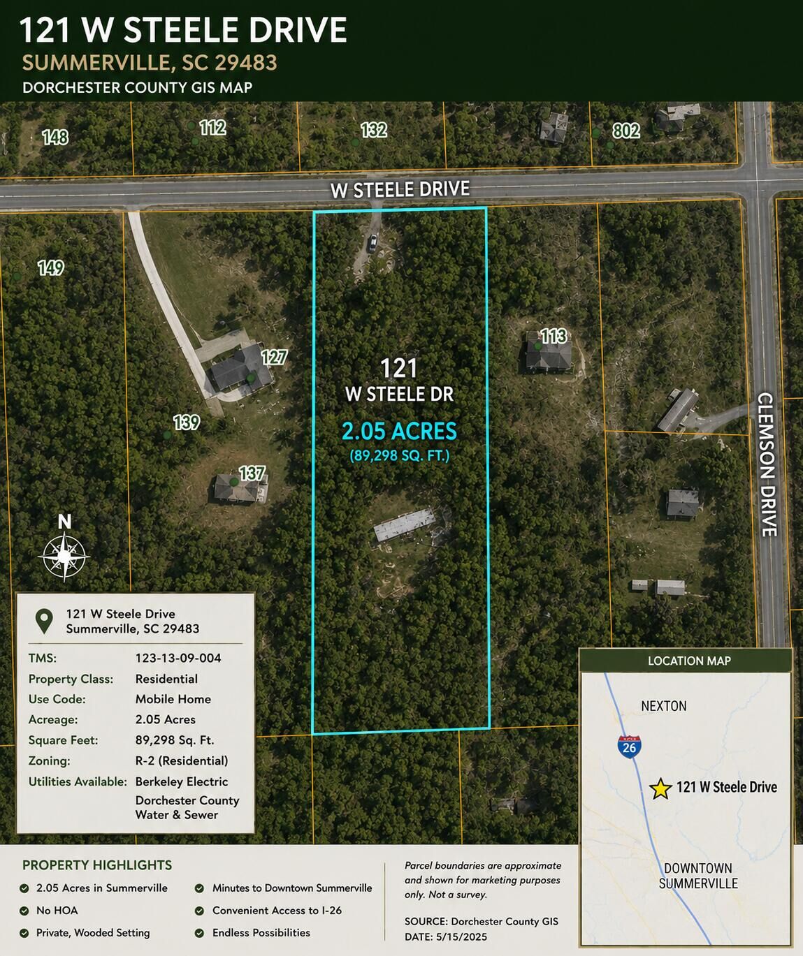 Property Photo:  121 W Steele Drive  SC 29483 