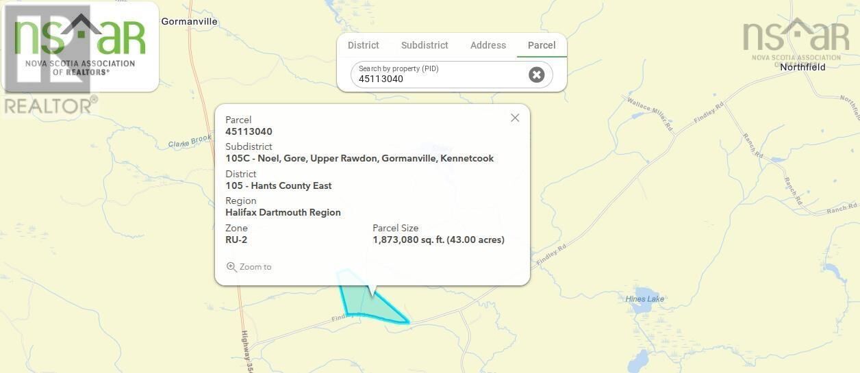 Property Photo:  43 Acres Findley Road  NS B0N 1T0 